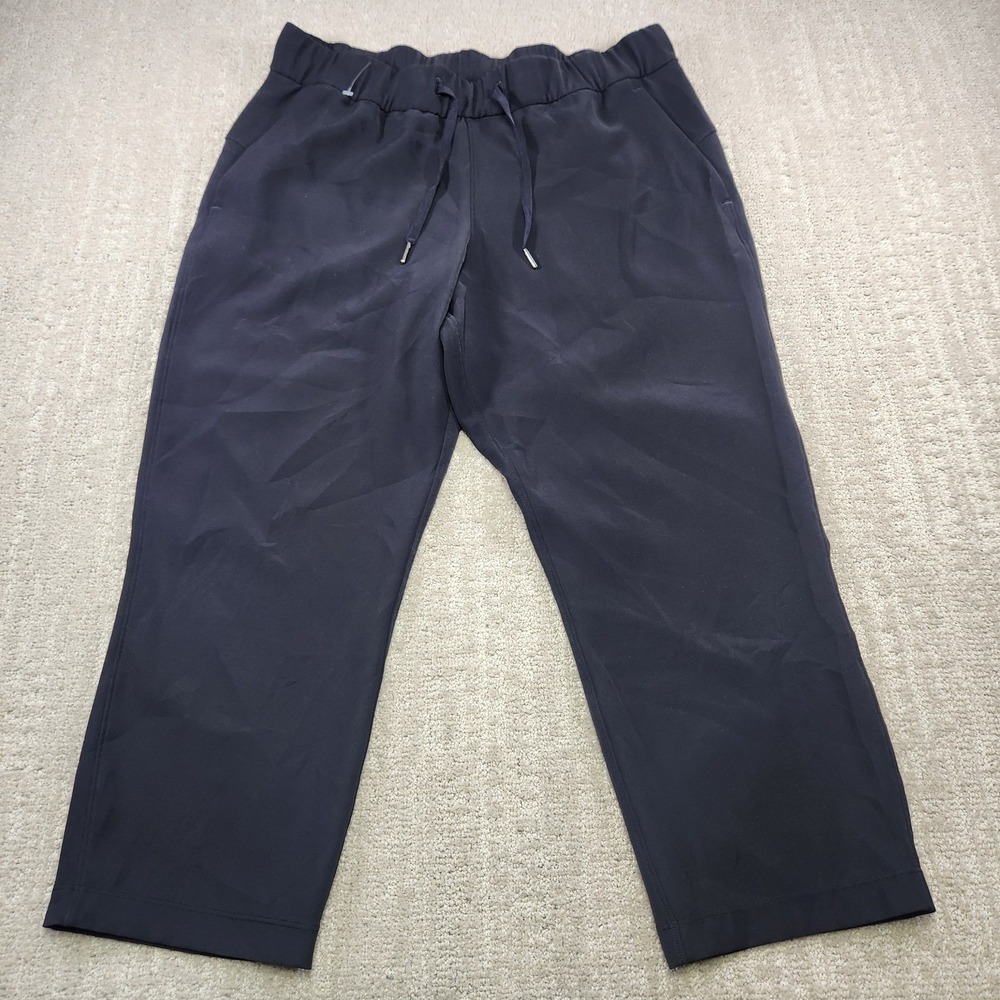 Lululemon Pants Women 10 On The Fly Crop Woven Black Athleisure Stretch Running